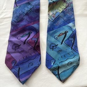 2 Neomax Neckties Blue And Purple Themed